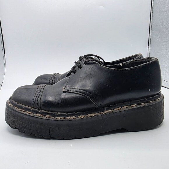 Gripfast Womens Black Platform Shoes Size 5 Made In England Leather Gothic - Picture 14 of 14